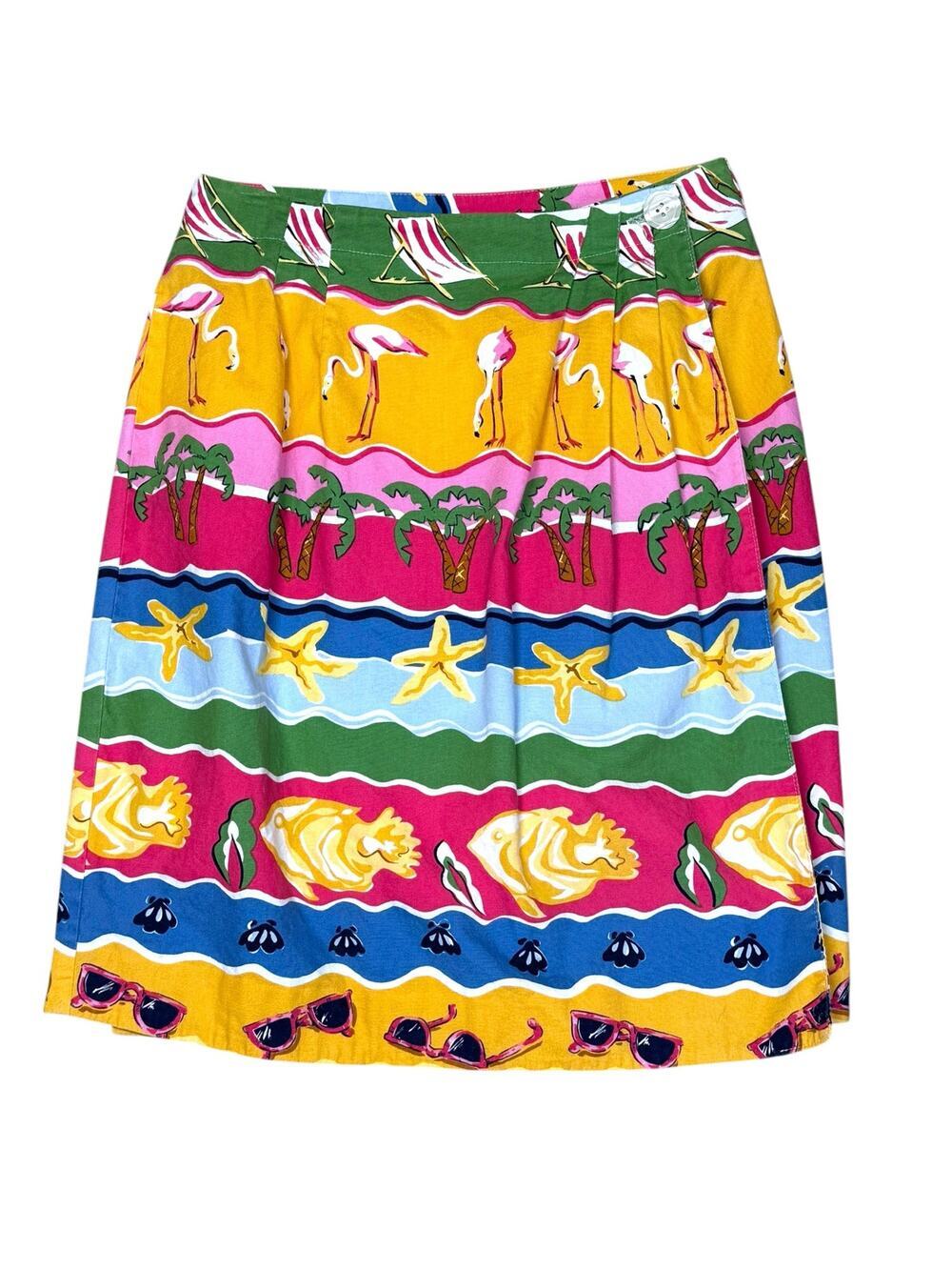 Retro 80s 90s F. L. Malik Tropical Wrap Skirt Size Small